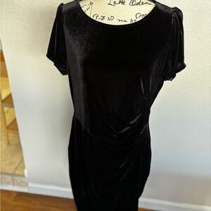 Modcloth Black Velvet Midi Dress